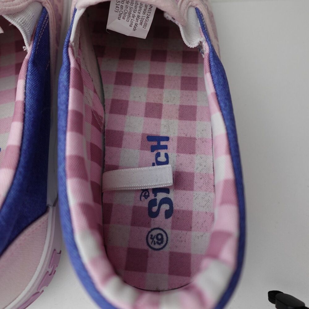 Disney Stitch & Angel Slip on Shoes Women Sz 6.5 Pink Blue Canvas Lilo & Stitch - Picture 9 of 14